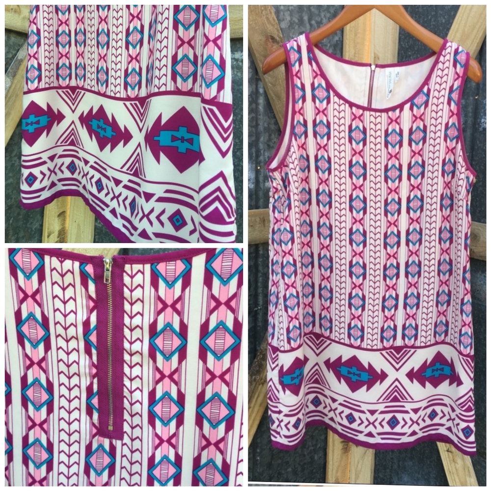 Pink Owl Purple Aztec Large Dress Sleeveless